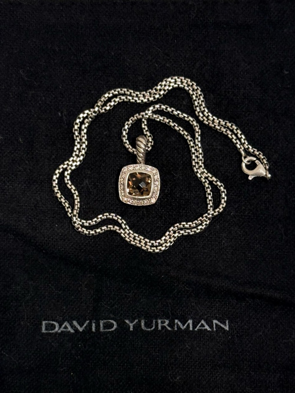 David Yurman Albion Sterling Silver Pendant Necklace with Morganite and Diamonds